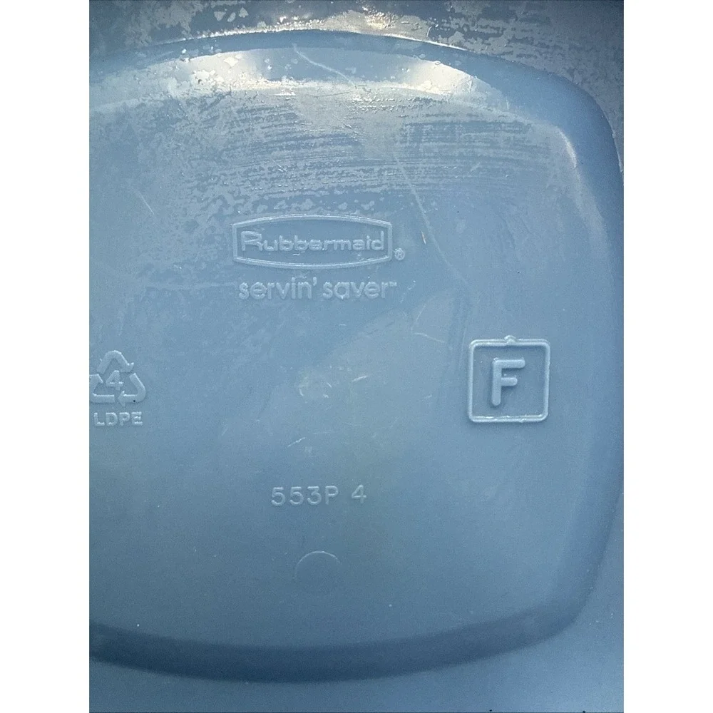 Vintage Rubbermaid Servin Saver Blue Replacement Lid #F Square EZ Top-Used 553P